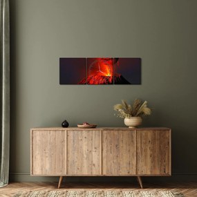 Obraz wulkanu (z zegarem) (90x30 cm)