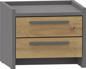 Szafka nocna z szufladami dąb artisan + antracyt K9-G15