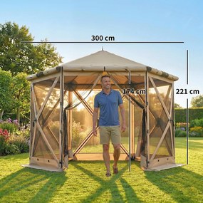 Outsunny 3 m x 2,6 m sześciokątny pawilon z 6 ściankami i torbą, wodoodporny, odporny na promienie UV, namiot imprezowy | Aosom PL
