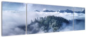 Obraz lasu we mgle (170x50 cm)