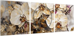 Obraz - Storczyki (z zegarem) (90x30 cm)