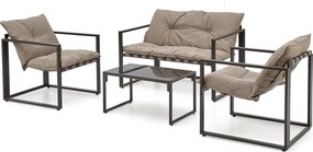 Beżowy zestaw ogrodowy sofa + 2 fotele + ława C8-W03