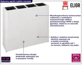 Biała duża donica ogrodowa z technorattanu G8-Z06