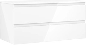 Mexen Orio szafka łazienkowa podumywalkowa 100 cm z blatem, 2 szuflady, biała połysk - 91A10-10047-2-BFFC00