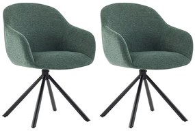 Zestaw 2 krzeseł z podłokietnikami z teksturowanej tkaniny i czarnego metalu - Zielony - CILIENO