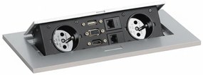 Port blatowy TYP VI - wpuszczany, 2 gniazda, VGA, HDMI, USB DATA, 2x RJ45 port, srebrny