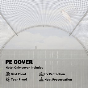 Outsunny Folia do szklarni 4 x 2 m, wodoodporna folia ogrodowa z drzwiami, 8 okien, ochrona UV, odporna polietylenowa, biały | Aosom PL