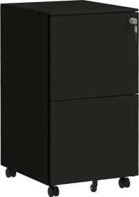 Vinsetto Rollcontainer Biurowy z 2 Szufladami Czarny 37x43.5x67.5cm Przechowywanie Dokumentów | Aosom PL