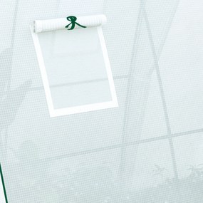 Outsunny Szklarnia z Łukiem z Workami na Piasek i Plastikową Osłoną, 2 Drzwi Rolowane, Okna z Siatki, Przenośna, 1,8 x 1,8 x 2 m, Biała