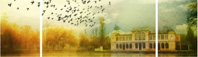 Obraz namalowanego krajobrazu z rezydencją (170x50 cm)