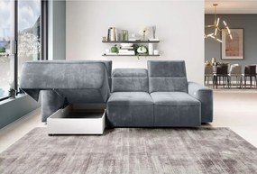 Narożnik COLOMBO Mini Lewostronny z elektryczną funkcją spania pojemnikiem PALLADIUM 15 Szary WERSAL