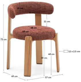 Krzesło z litego drewna jesionowego w kolorze naturalnym i kolorze terakoty Granite – Kave Home