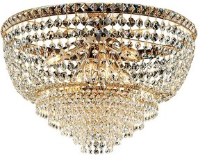 Lampa sufitowa Wagner z żelaza i złoconego mosiądzu z kryształkami górskimi 6 świateł H.38 Ø52 BL266-PL6-OR