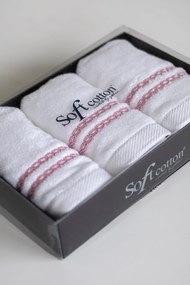 Zestaw podarunkowy małych ręczników CHAINE, 3 szt Biały / różowy haft