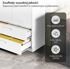 Szafa metalowa wielofunkcyjna Megan z 2 szufladami, biała