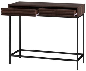 Ciemnobrązowa konsola z blatem w dekorze orzecha 35x90 cm Celine – Støraa