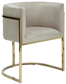 Krzesło PERIA marki Pascal Morabito z podłokietnikami – welur i metal – kolor beżowy i złoty