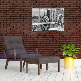 Obraz - Przyczepka, czarno - biały (70x50 cm)