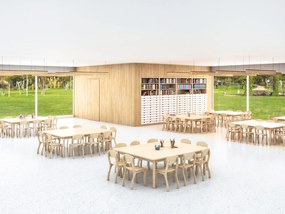 Stół przedszkolny 10-cio osobowy z regulacją wysokości klonowy