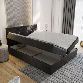 Masseno Łóżko kontynentalne RIVA z pojemnikiem na pościel 160x200 cm - Morski, MAGIC VELVET 2221