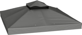 Outsunny 3 x 3 m Zamienny dach do pawilonu, Dach pawilonu z otworami odpływowymi, UPF30+, Ochrona przed słońcem, Ciemnoszary