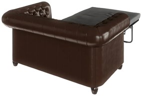 Ciemnobrązowa rozkładana sofa z imitacji skóry 148 cm York – Ropez