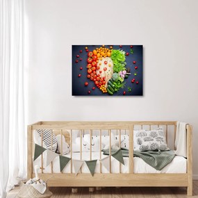 Obraz na szkle - Stół pełen warzyw (70x50 cm)