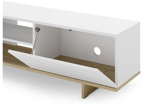 Biała szafka pod TV w dekorze dębu 160x44 cm Cequoia – Marckeric