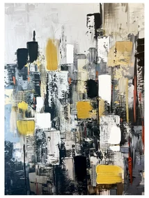 Obraz z ręcznie malowanymi elementami 70x100 cm Cityscape – Styler