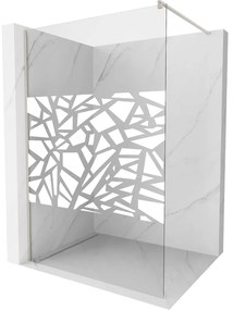 Mexen Kioto ścianka prysznicowa Walk-in 90 x 200 cm, biały wzór 8 mm, nikiel szczotkowany - 800-090-101-97-85
