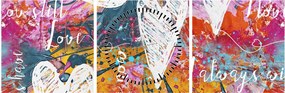 Obraz - Serce na abstrakcyjnym tle (z zegarem) (90x30 cm)