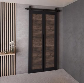 Drzwi Przesuwne QUDIO M1 Czarny + Jesion Ciemny 80