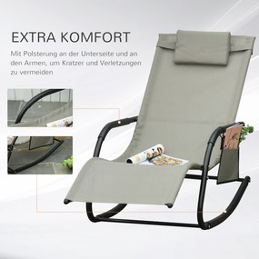 Krzesło Bujane Outsunny Fotel Ogrodowy Metalowa Siatka Komfort i Design Czarny Jasnoszary | Aosom PL