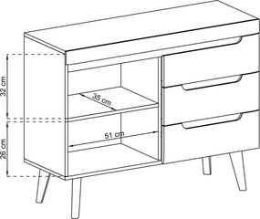Komoda NORDICO 107 cm do Salonu Sypialni Dąb artisan