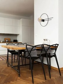 Czarno-bursztynowy okrągły metalowy kinkiet loft - A722-Sateli