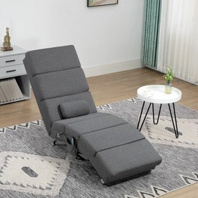 HOMCOM Fotel masujący z funkcją relaksu, leżak z 8 punktami wibracyjnymi, 5 trybów, wymiary 56 x 168 x 84 cm, Ciemnoszary