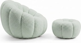 Fotel designerski BLOOM z podnóżkiem, jasnozielony