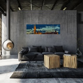 Obraz oświetlonego budynku (170x50 cm)