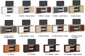 Skandynawska szafka RTV biała + dąb sonoma - Darius 3X 120 cm