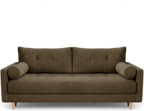 Sofa z Funkcją Spania LONAR Brązowa Boucle Nowoczesna