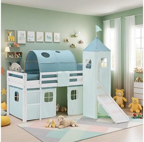 Łóżko piętrowe dla dzieci 90x200 cm Białe Zielone