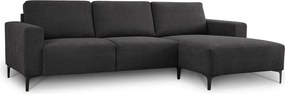 Antracytowy narożnik z tkaniny szenilowej (prawostronny/z szezlongiem) Fabian – Scandic