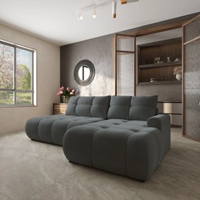 Masseno Narożnik FLUMA z funkcją spania i pojemnikiem na pościel Narozniki L, Rozkładana sofa - Szary, CASTEL 93
