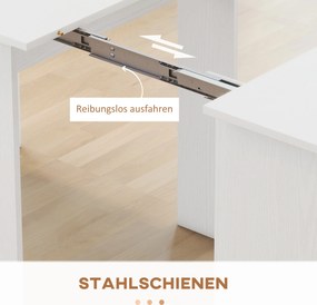 HOMCOM Stół jadalniany, składany stół, rozkładany stół kuchenny, stół jadalniany, płyta wiórowa, 60-180 x 85 x 75 cm, Biały