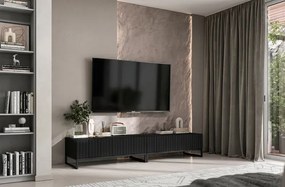 Zestaw 2 czarnych lamelowych szafek pod TV - Filo 12X