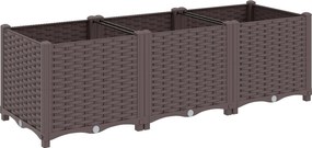 Outsunny Podwyższona grządka z tworzywa, modułowy pojemnik do sadzenia z systemem samonawadniania 120 x 40 x 37cm Brązowy | Aosom PL