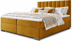 Musztardowe łóżko kontynentalne z pikowanym zagłówkiem 5 rozmiarów B3-S53