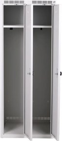 Metalowa szafka ubraniowa S7, 2-drzwiowa, 1500 x 600 x 500 mm, demontaż, zamek obrotowy, drzwi ciemnoszare