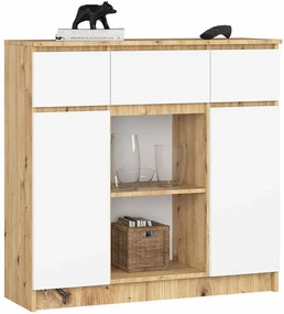 Wąska minimalistyczna komoda dąb artisan + biały S2-B91