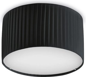 Lampa sufitowa VORADA w stylu nowoczesnym - ?r. ø30 cm - LED COB AC 12W - 1030 lm Y 3K - IP20 - syntetyczny plisowany klosz wst?gowy - stal i czarny